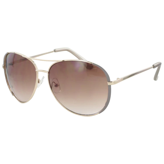 Kay Unger Gold Aviator w/Gray Enamel Frames With Gradient Brown Lenses