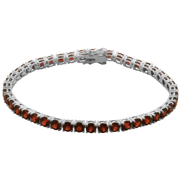 Morgan & Paige Sterling Silver Genuine Garnet Tennis Bracelet, Box Clasp 7.25"