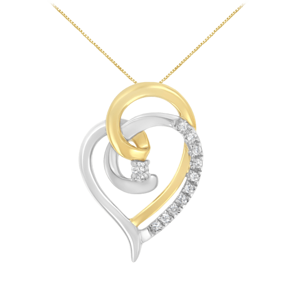 Haus of Brilliance 10K Yellow and White Gold Diamond Accent 18" Pendant Necklace