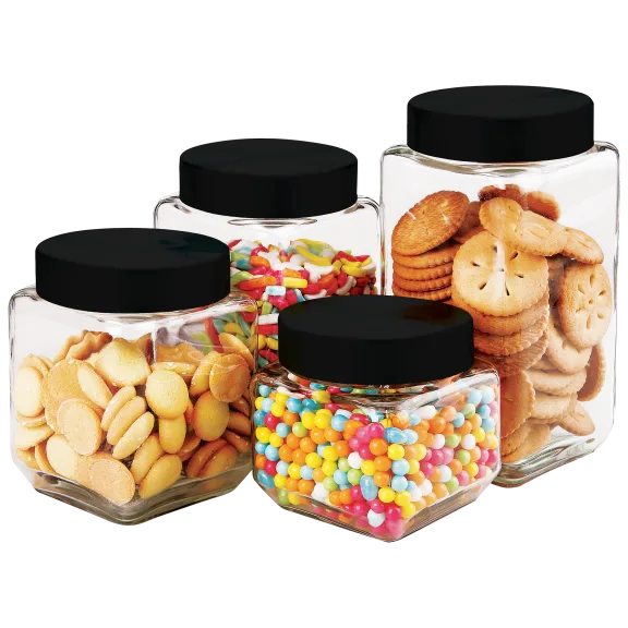 Farberware Set of 4 Glass Canisters with Stainless Steel Lids