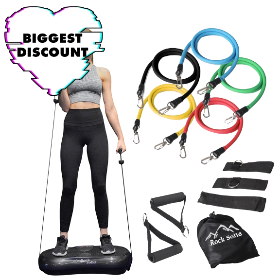 Rock Solid Fitness Whole Body Vibration Machine with BONUS Resistance Bands