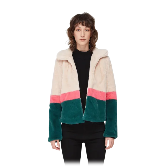 Noize Jill Block Faux Fur Jacket