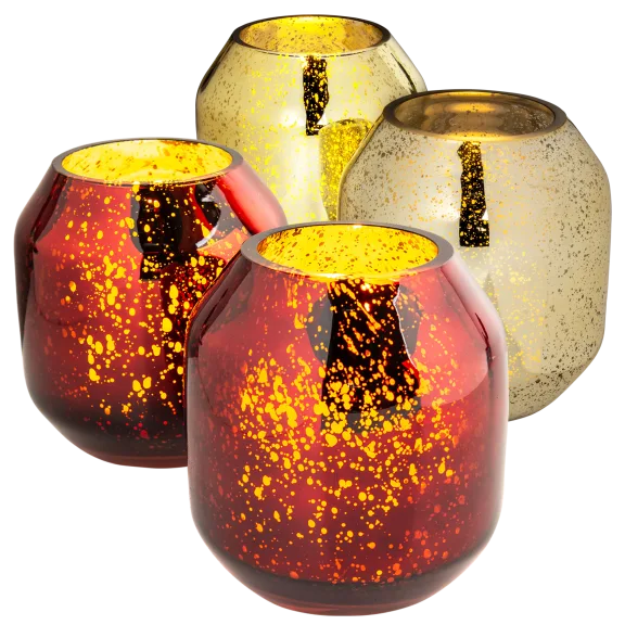2-Pack: Luxe by Rachel Zoe Flameless Mercury Glass Hurricanes