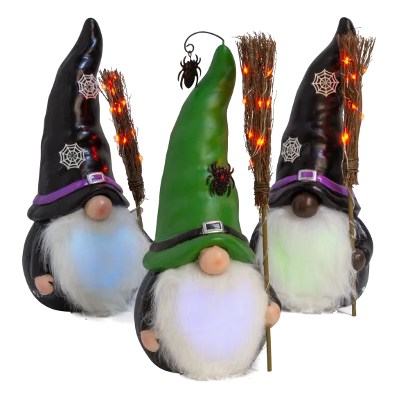 Wind And Weather 16" Witch Gnome with Color-Changing Beard and Timer