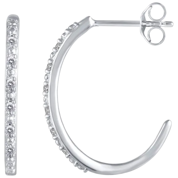Fifth and Fine Open Hoops 1/10 Carat TW Diamond Stud Earrings in Sterling Silver