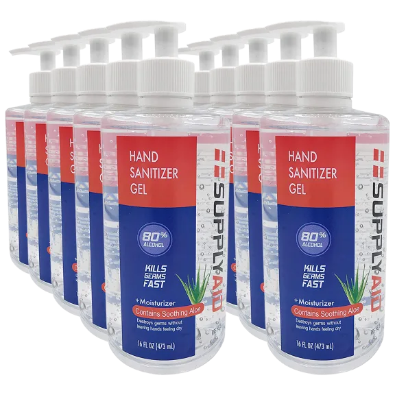 10-Pack: SupplyAID 80% Alcohol Hand Sanitizer Gel with Soothing Aloe