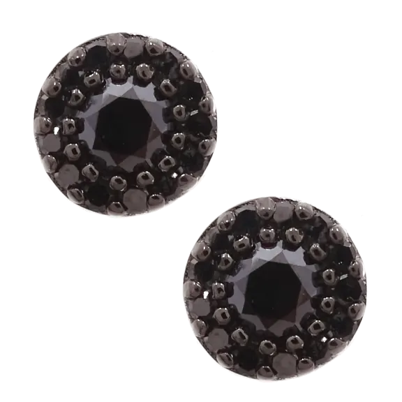 Savvy Cie Black Diamond .50 CT Halo Earrings