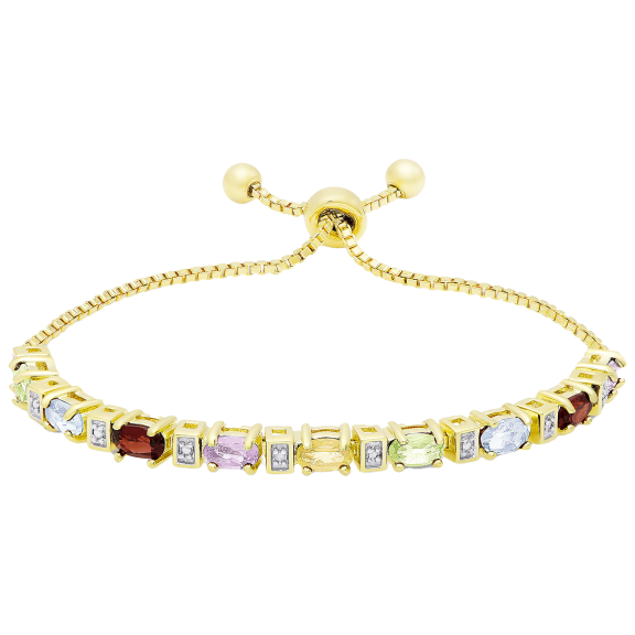 Golden NYC Jewelry Gold Plating Rainbow Multi-Gemstone Bracelet