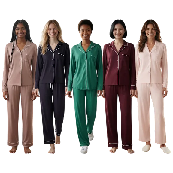 Moonstruck 2-Piece Notch Collar Peached Jersey Sleep Set