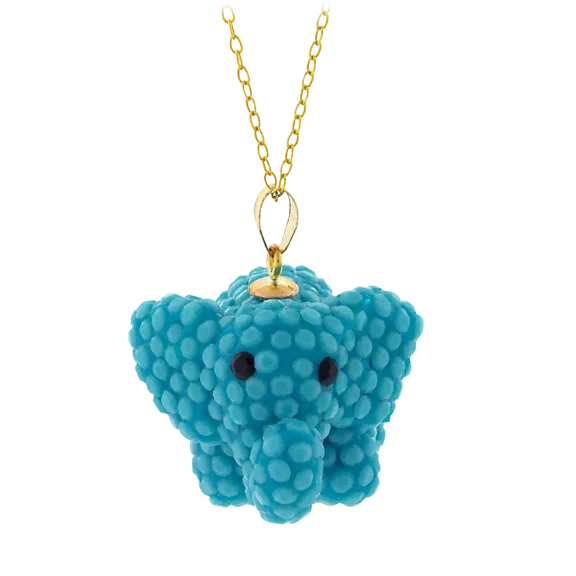 Pori Jewelers Turquoise Elephant on 18" 14K Gold Fill Chain Necklace