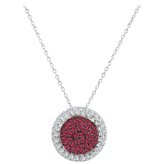 RelavenO Dazzling Round Multi-Color Pendant Necklace