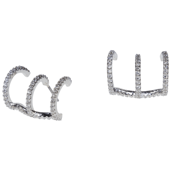 Kenneth Jay Lane 2 CTTW Pave CZ Triple Hoop Earrings