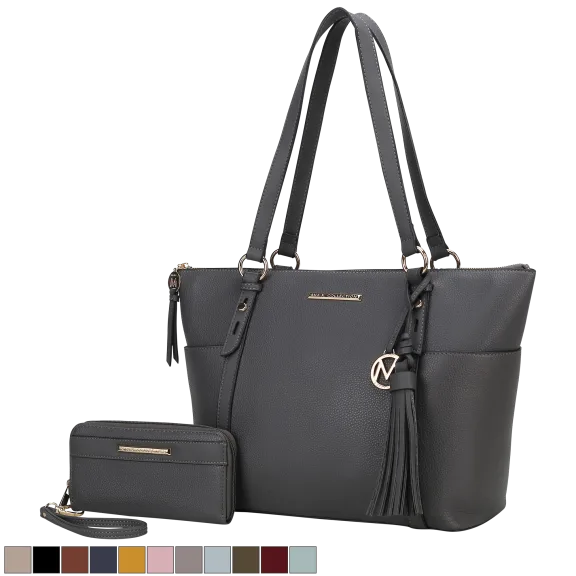 MKF Collection 2-Piece Women's Gloria Tote Bag with Wallet in Vegan Leather