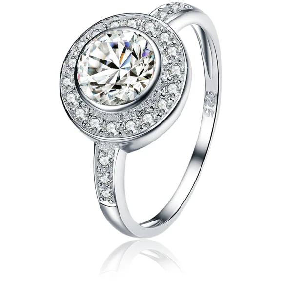 Sterling & CZ Bezel-set Ring