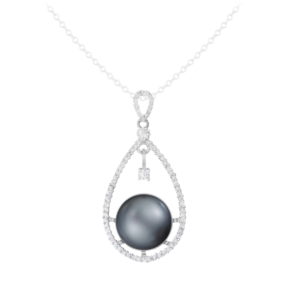 Splendid Pearls Tahitian Pearl Silver Pendant 8-9mm Pearl