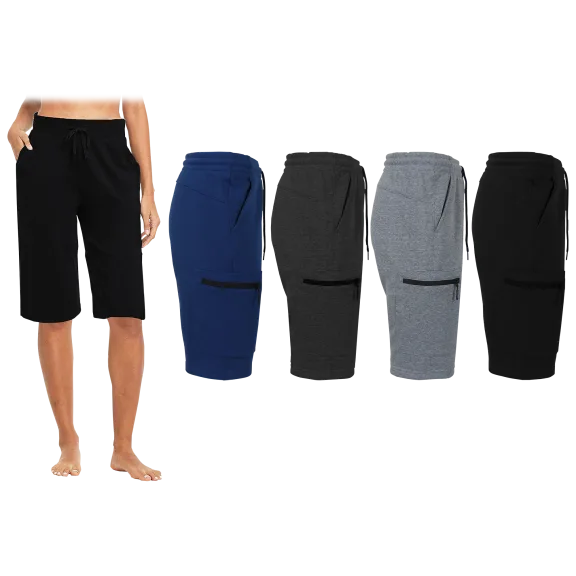 3-Pack: Women's Loose Fitting Cargo Jogger Lounge Shorts