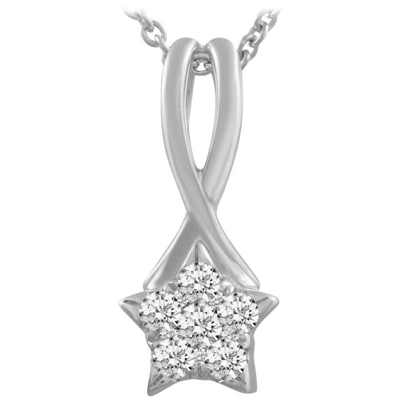 Fifth and Fine Sterling Silver 1/6 Carat T.W. Diamond Star Pendant Necklace