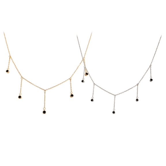 Hollywood Sensation Dainty Black Cubic Zirconia Dangle Necklace