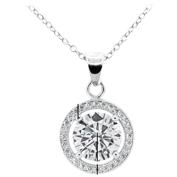 Cate & Chloe Blake Flawless Crystal Halo Necklace in 18K White Gold Plating