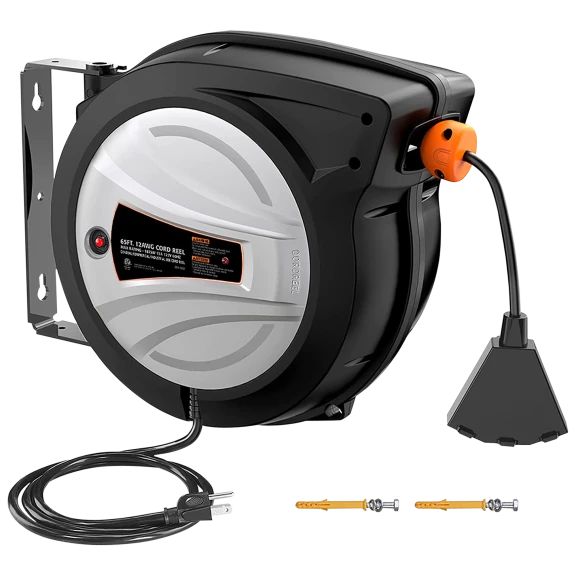 Tacklife 65-Foot Retractable Extension Cord Reel