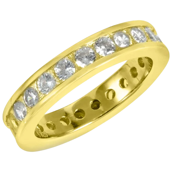 Savvy Cie 18 Carat Gold Over Sterling Silver 5 Carat CZ Eternity Band