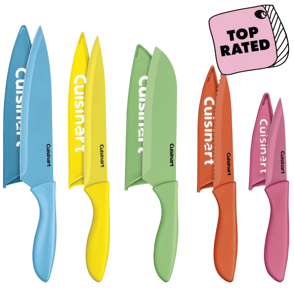 Cuisinart 10 Piece Ceramic Coated Color Knife Set with Blade Guards
