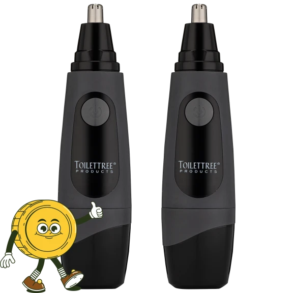2-Pack: ToiletTree Products Grey Nose Trimmers with LED Light
