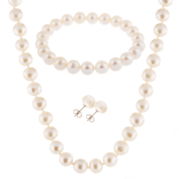 Splendid Pearls 8-8.5mm Freshwater Pearl Necklace, Bracelet, & Earring Set