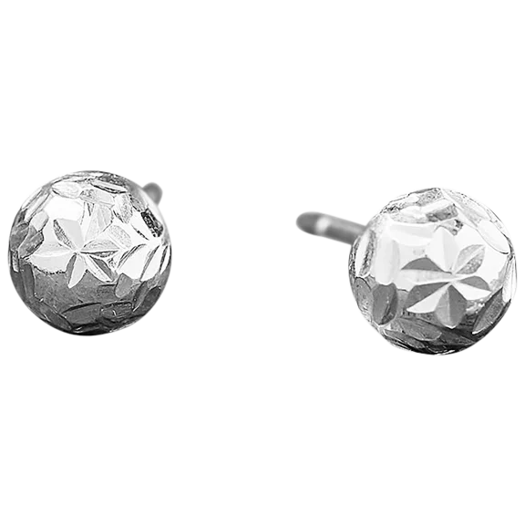 A&M Sterling Silver Diamond Cut Ball Studs