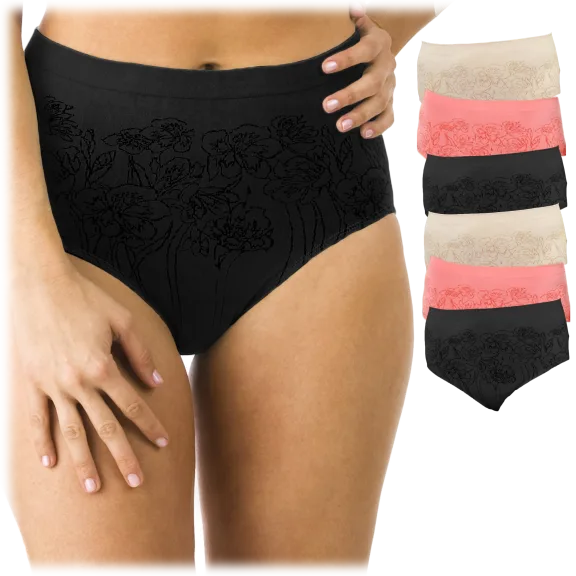 6-Pack: Seamless Floral Jacquard Brief