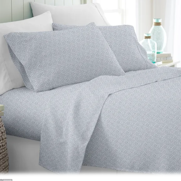 4-Piece: Cloth and Gable Bed Sheets Set Premium Soft Chambray Style Pattern