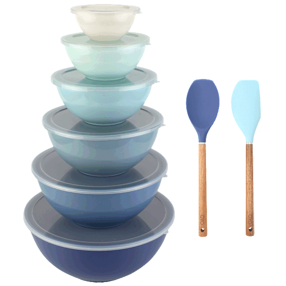 Cook with Color Nesting Mixing Bowls with Lids and Matching Spatulas