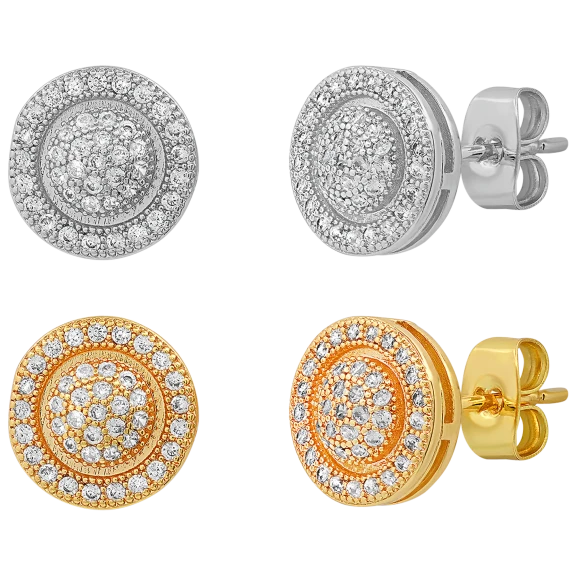 2-Pairs: Steeltime Ladies .41ct Simulated Diamond Round Halo Earring Set
