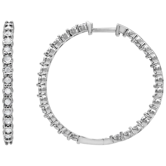 Diamond Muse 1.00 Carat TW Round-Cut Diamond Hoop Earrings with Sterling Silver