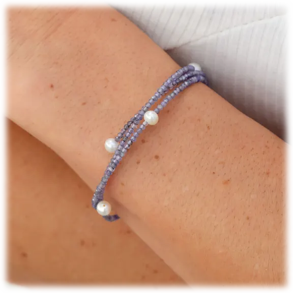Savvy Cie Tanzanite with Pearl Accent Bracelet
