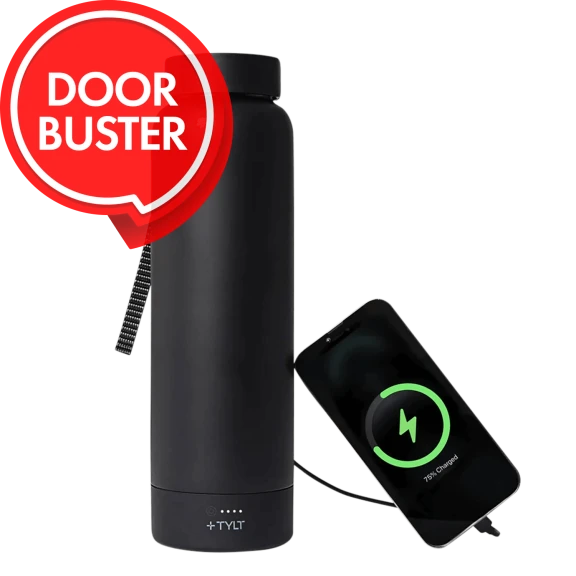 TYLT 24oz Widemouth Insulated Bottle with Wireless Power Bank