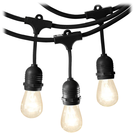 Glow 48-Foot Outdoor Weatherproof String Lights with 15 Edison Bulbs