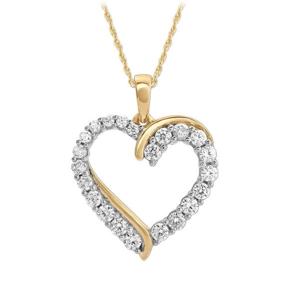 Niss & Niflaot 18K Yellow Gold Plated 21 Simulated Diamond Heart Necklace