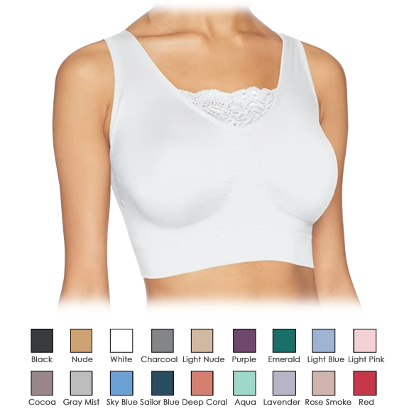 3-Pack: Rhonda Shear Double Layer Seamless Bra with Lace Inset