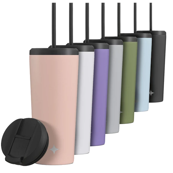 4-Pack: JoyJolt 24oz Vacuum Insulated Tumblers with Straw & Flip Lids