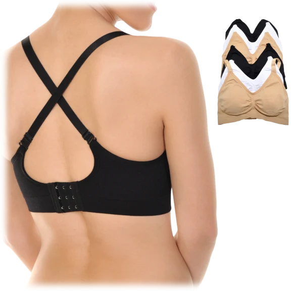 6-Pack: Angelina Seamless U-Back Bralette with Adjustable Straps