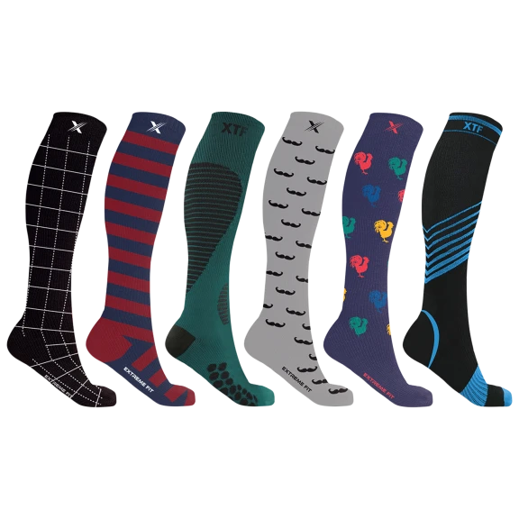 6 Pack: Extreme Fit Men's Pain Relief and Recovery Knee High Compression Socks