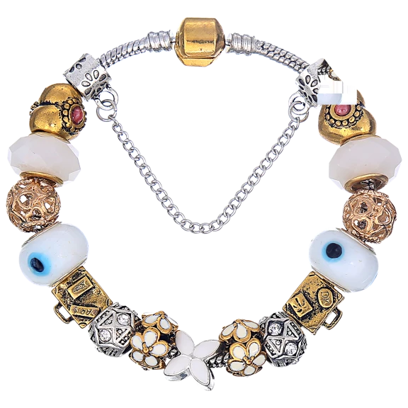 Tamborat Murano Glass Evil Eye Love Charm Bracelet
