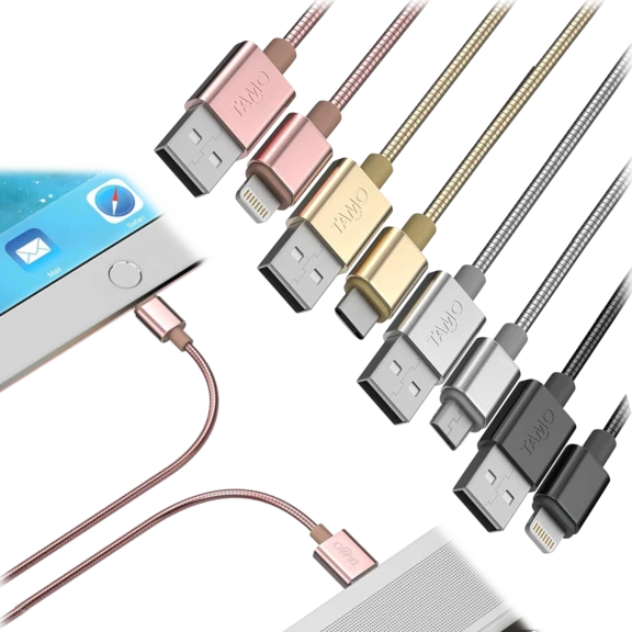 TAMO 36" Braided Metal Forever Cables (Lightning, USB-C or Micro USB)