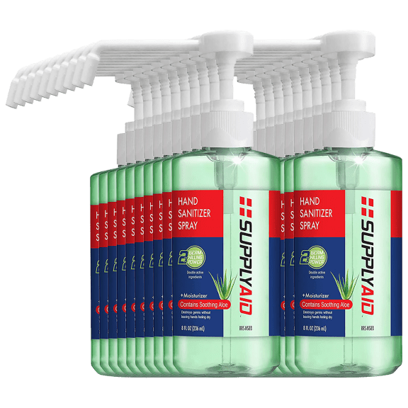 20-Pack: SupplyAID Dual Action Hand Sanitizer Spray with Soothing Aloe