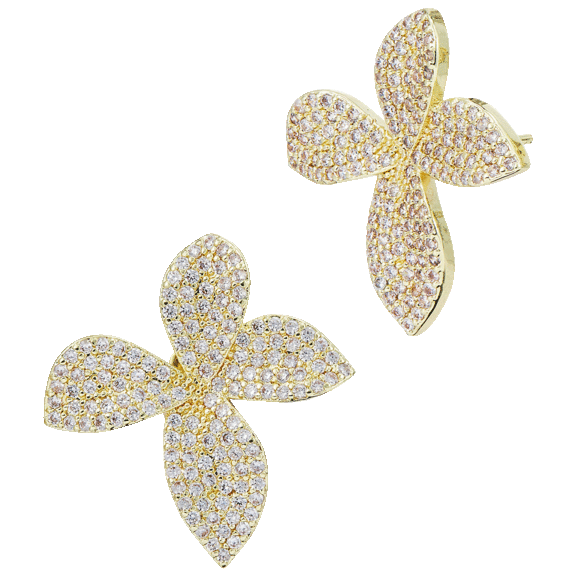 Savvy Cie 18K Gold Plated or Sterling Silver Bold Pave Earrings