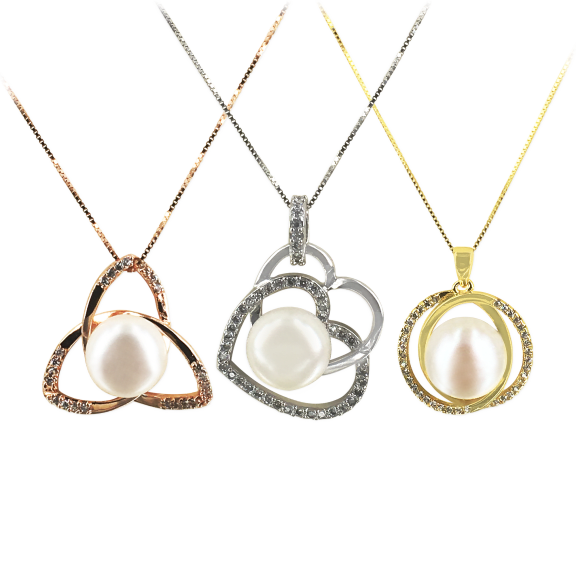 Pacific Pearls Royal Falls Collection Diamond Encrusted Pendants