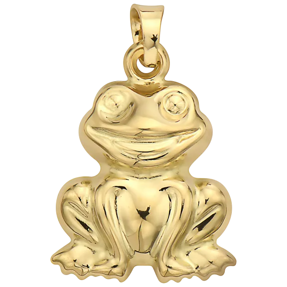 Pori Jewelers 14K Yellow Gold Cute Frog Pendant