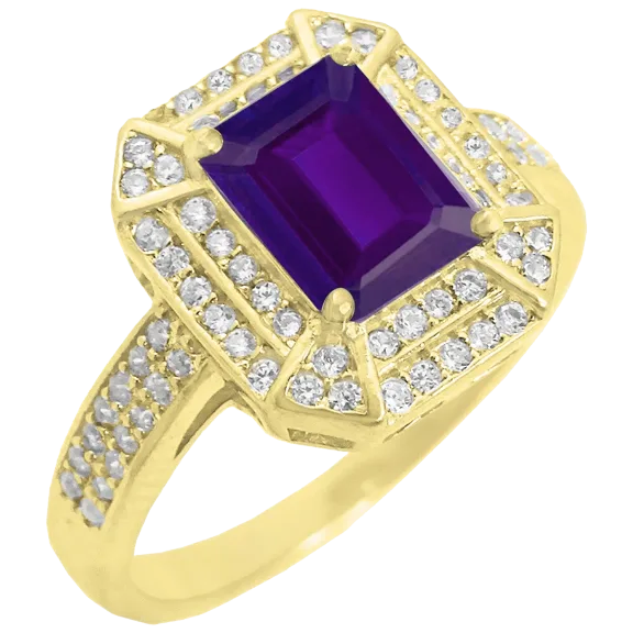 14k Gold Plated Stone and White CZ Ring