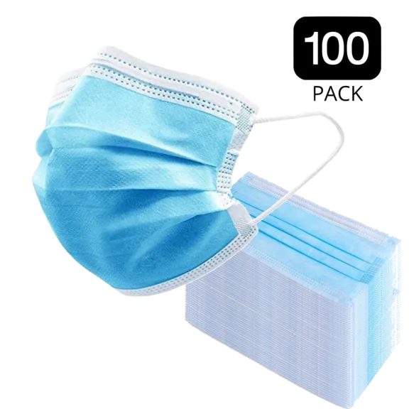 100-Pack: 3-Ply Disposable Masks (Kid & Adult Sizes)